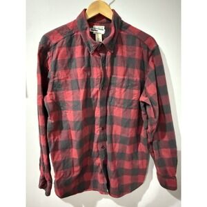 LL Bean Shirt Mens L Plaid Flannel Button Down Long Sleeve 228061 Red B/O